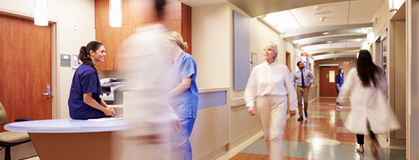 A busy hospital hallway